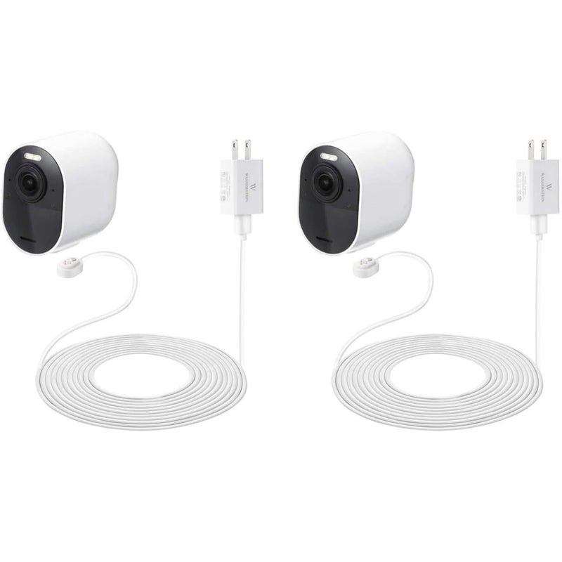 Wasserstein 25ft/7.6m Weatherproof Outdoor Charging Cable w/Quick Charge Adapter Compatible with Arlo Ultra/Ultra 2/Pro 3/Pro 4/Pro 5s (2 Pack, White) â€“ NOT Compatible with Arlo Pro (6th Gen)/Essential Spotlight - Image 1
